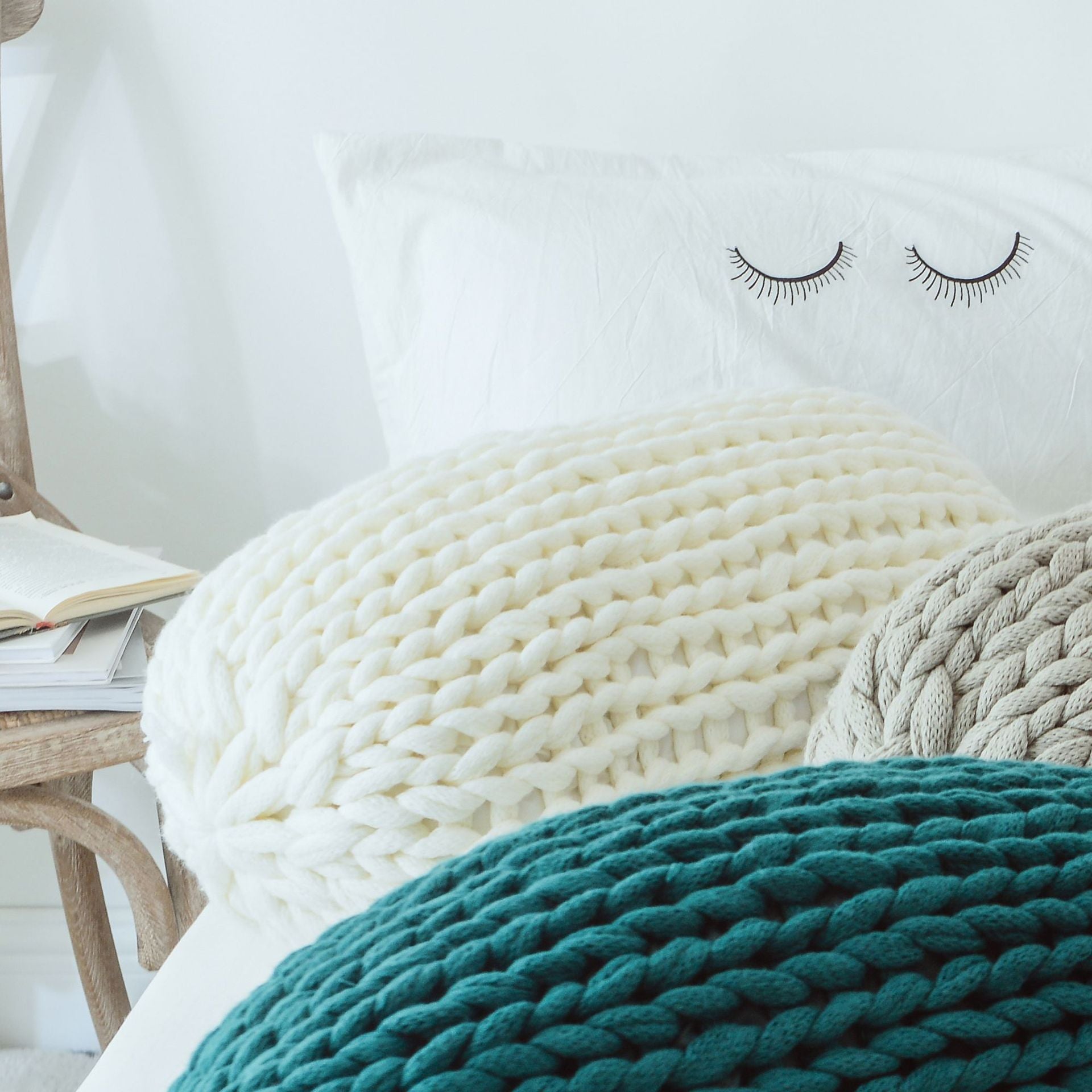 Handmade Solid Color Wool Sofa Cushion